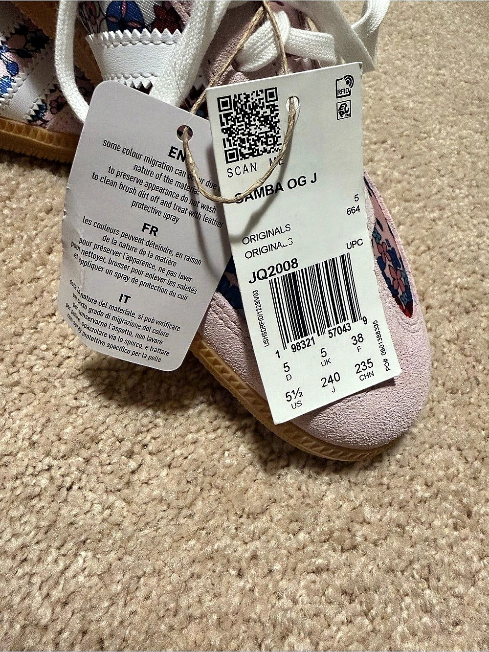 adidas Liberty London x adidas Samba OG Pink Floral Y 5.5/W 6.5 - Picture 4 of 5